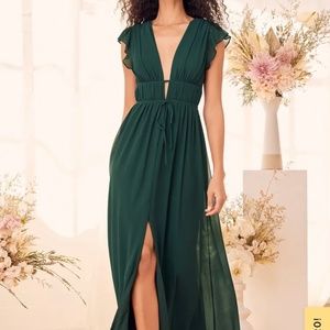 Emerald Green Maxi Dress Lulu’s - XL- NWOT